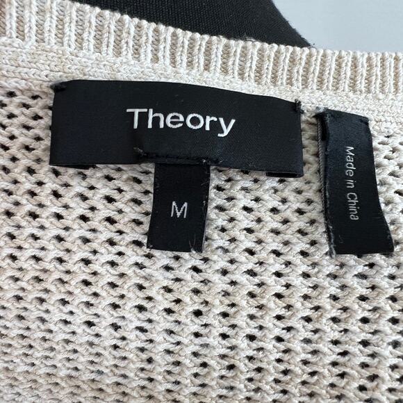THEORY Beige Scoop-Neck 3/4-Sleeve Prosecco Knit Sweater Long Sleeve Pullover M - Picture 8 of 10